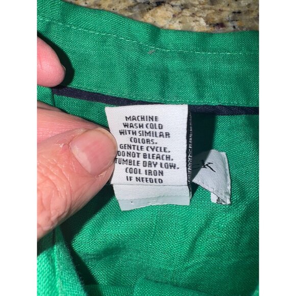 Peck & Peck Sustainable Linen Green Linen Button-Up Shirt Old Money Classic City - Picture 6 of 9